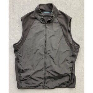 Perry Ellis Vest Jacket Mens XLT Black 100% Nylon Pockets Full Zip